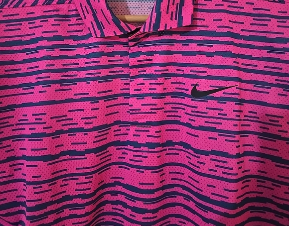 Nike Men's Vibrant Pink and Black Polo Shirt - Picture 3 of 6
